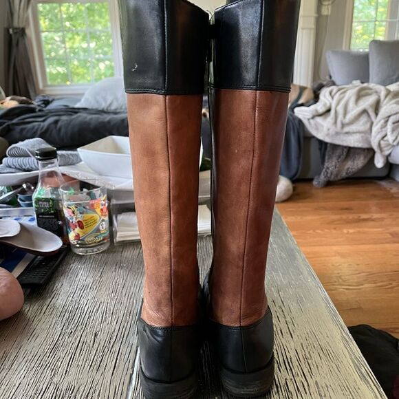 Vince Camuto Brown & Black Leather Riding Boots sz 7 - Picture 5 of 10
